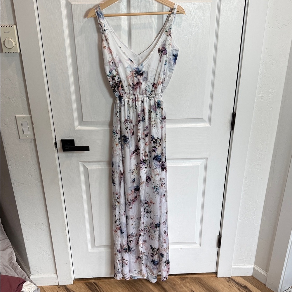 Show Me Your Mumu White Floral V-Neck Dress with Pastel Blooms - Picture 3 of 3